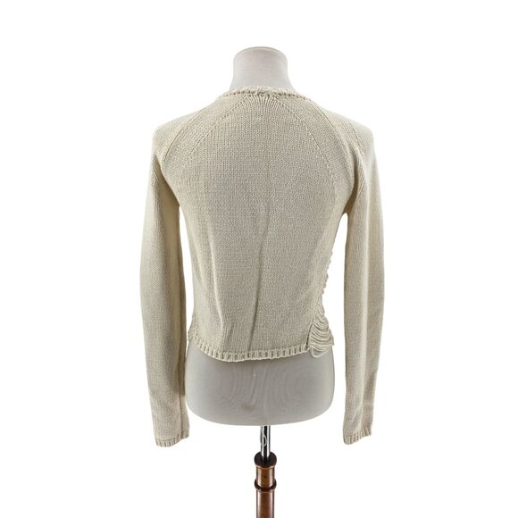 Dakota Collective Womens Ivory Knit Asymmetric Zip Cardigan - Picture 2 of 12